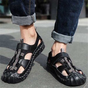 New Breathable Men Casual Soft Cowhide Leather Sandals