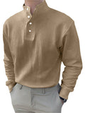 Men's Trendy Stand Collar Long Sleeve Pullover Office Wear Shirts