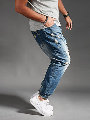 Fashion Street Style Ripped Washed Effect Oversized Harem Pants Denim Jeans