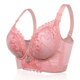 Women's Plus Size Lace Patchwork Wireless Full Coverage Bras - Pink