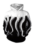 Creative Octopus Print Comfy Loose Hooded Sweatshirt With Pockets