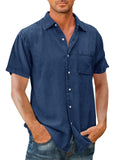 Summer Relaxed Lapel Short Sleeve Button Down Shirts for Men