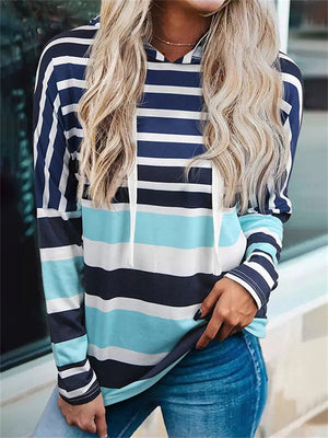 Contrast Color Stripe Long Sleeve Hoodies