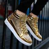 Men's Personality Casual High-top Sequins Martin Boots