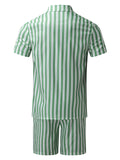 Stripe Short Sleeve Shirts 2 Pieces Sets