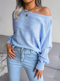 Women's Casual Loose Hollow Out Off Shoulder Knitted Sweaters