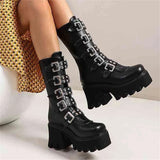 Punk Style Super Cool PU Leather Winter High Boots for Women