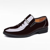 Business Pointed Toe Slip-on Patent Leather Men's Dress Shoes