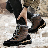 Mens Winter Hiking Keep Warm Plush Anti Slip Waterproof Snow Boots