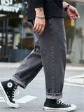 Men's Fashion Loose Straight-Leg Casual Harem Pants Denim Jeans