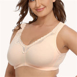 Women Plus Size Deep Plunge Comfy Cotton Bras - Apricot