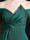 Gorgeous Sexy Off Shoulder Fishtail Split Solid Color Evening Dresses