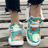 Super Cute Painting Keep Warm Lace Up Women Cotton Cloth Loafers