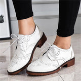 New Soft Leather Cozy Flat Lace Up Round Toe Shoes