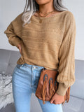 Women's Casual Loose Hollow Out Off Shoulder Knitted Sweaters