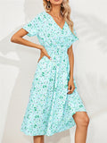 Summer Floral Printed Short Sleeve Dresses