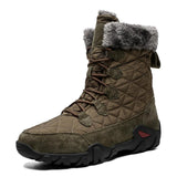 Mens Cozy Warm Genuine Leather Outdoor Snow Boots