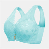 Women's Floral Lace Push Up Gather Bras - Blue