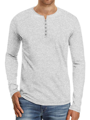 Men's Slim Fit Solid Color Simple Long Sleeve T-shirt