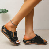 Casual Thick Sole Wedge Heel Open Toe Beach Slippers for Women