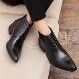 Men's Split Leather Pointed Toe Ankle Boots