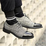 Men's Classic Plaid Patchwork Leather Shoes