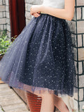 Casual Pretty Knee-Length One Size Tulle Skirts With Decorated Little Stars