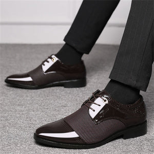 British Style Cozy Breathable Block Heel Wingtip Male Dress Shoes