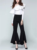 Ruffle One Shoulder Party Blouses for Ladies