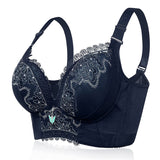 Women's Plus Size Lace Patchwork Wireless Full Coverage Bras - Black