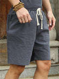 Men's Summer Wide Leg Solid Color Loose Drawstring Shorts