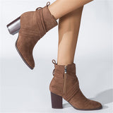 Fashion Pointed Toe High Heels Women Grace Suede Ankle Boots