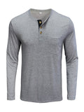 Men's Casual Round Neck Long Sleeve Daily Wear Solid Color T-Shirt