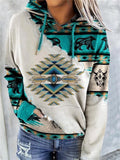 Trendy Printed Contrast Color Long Sleeve Hoodies