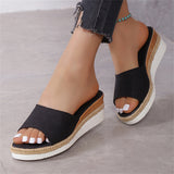 Women's Outer Wear Elegant Thick Bottom Wedge Heel Cloth Slippers