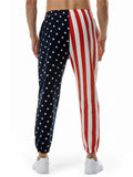 Stylish American Flag Print Elastic Waist Male Ankle Tied Pants