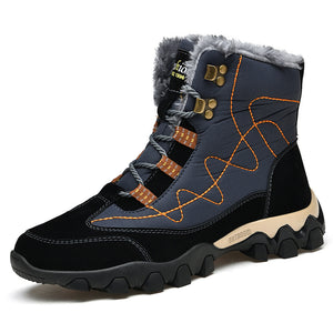 Mens Winter Hiking Keep Warm Plush Anti Slip Waterproof Snow Boots