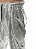 Shiny Stretchy Mid Waist Trendy Party Pants for Men