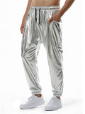 Shiny Stretchy Mid Waist Trendy Party Pants for Men