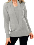 Fashion V Neck Long Sleeve Soft Home Sweater Tops for Women