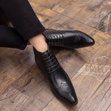 Men's Split Leather Pointed Toe Ankle Boots