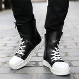 Street Style Thick Sole High Top Zipper Boots for Male Rapper