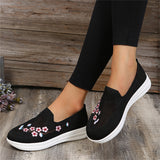 Women's Breathable Round Head Embroidered Woven Loafers