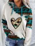 Trendy Printed Contrast Color Long Sleeve Hoodies