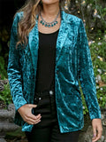 Women's Casual Lapel One Button Velvet Blazer