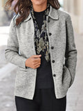 Comfortable Long Sleeve Lapel Button-down Coats for Women