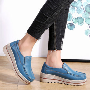 Korean Style Breathable Leather Non-Slip Elegance Women Loafers