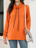 Trendy Kangaroo Pocket Funnel Collar Drawstring Sweatshirt for Lady