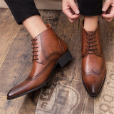 Men's Split Leather Pointed Toe Ankle Boots