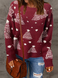 Winter Christmas Snowflake Classic Red Green Long Sleeve Knitted Sweater for Women